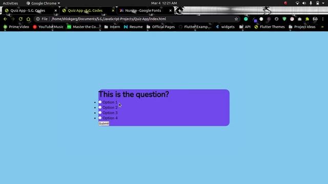JavaScript Quiz App || MCQ Quiz || Part-I HTML & CSS