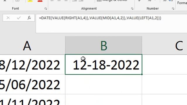 how to change date format in excel from dd/mm/yyyy to mm/dd/yyyy excel Formula