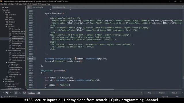#133 Lecture inputs 2 | Udemy clone from scratch in php | Quick programming tutorial