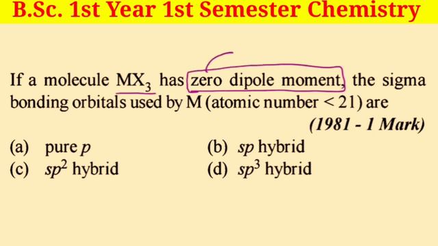 Simple Bonding Theory of Molecules/BSc 1 Year Chemistry/MCQ on Hybridization/MCQ on Chemical Bondin