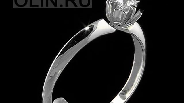 Кольцо из белого золота с фианитом смотреть онлайн