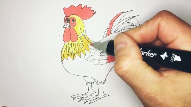 Как нарисовать петуха - How to draw a rooster
