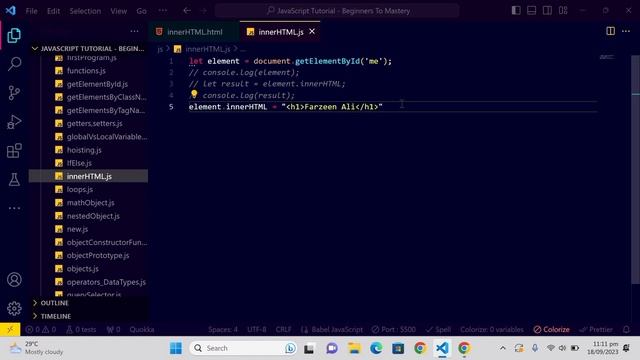 JavaScript DOM Tutorial: Mastering innerHTML Property in JavaScript | DOM Manipulation (Hindi/Urdu)