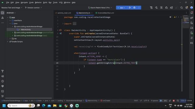 How to Receiving Simple Data from Other Apps in Android Studio Kotlin