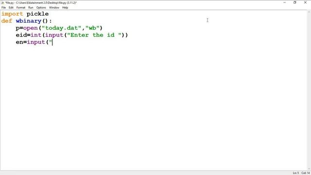 File Handling - Binary file | pickle load dump seek tell | Python Programming | Edutainment #32