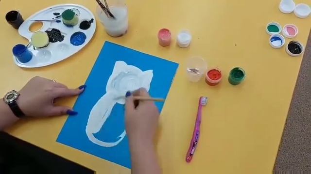 Мастер-класс в нетрадиционной технике рисования "Кошечка"