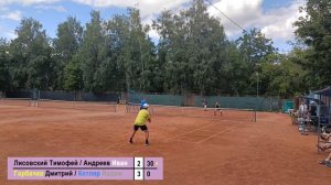 2-ой матч парного турнира по большому теннису среди любителей Лисовский/Андреев vs Горбачев/Котляр
