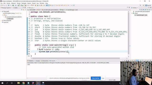 2023 | Java primitive datatypes | part 2 | next | Java non-primitive Datatypes
