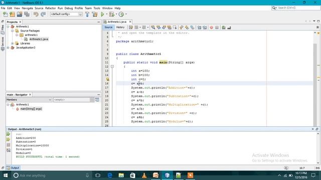 Arithmetic Operations in Java | Netbeans IDE | Notepad++|Sample program