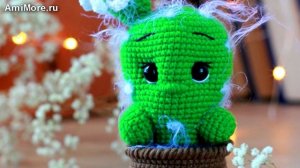 Амигуруми: схема Кактусёнок в горшочке. Игрушки вязаные крючком.