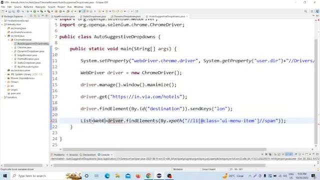 selenium tutorial for beginners | how to handle auto suggestion dropdown in selenium