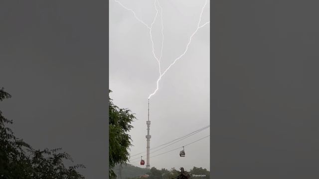 Удары молний в телебашню Кок-Тобе (Алматы, Казахстан, 13.06.2024).