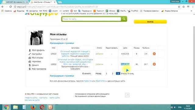 Реальный опыт заработка на сайте отзывов - Otzyvy.pro