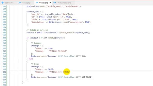 #10 #Codeigniter 3 - Rest Server Library #API Update Article with User Authorization