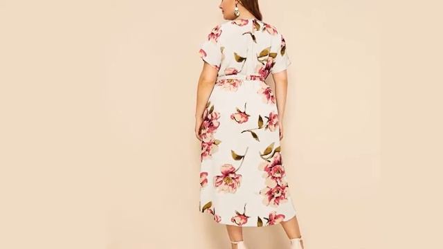 Женское Макси-платье большого размера богемное летнее платье с цветочным принтом и коротким рукавом смотреть онлайн