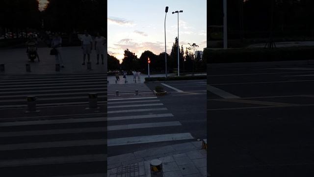 Bengbu, China intersection and sunset