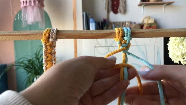Одинарный плоский узел. Витая цепочка макраме. Уроки макраме. Узелки | Oozelki