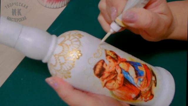 Декупаж и точечная роспись бутылки/ Decoupage and dot painting of the bottle смотреть онлайн