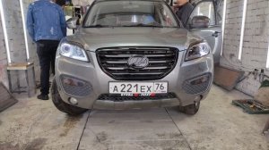 lifan x60. переделка фар. димер габарит с плавным розжигом колец + бегающие поворот. bi-led