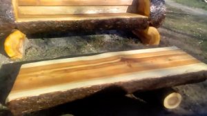 Лавка И столик из цельного бревна просто бензопилой за 3 часа(2)