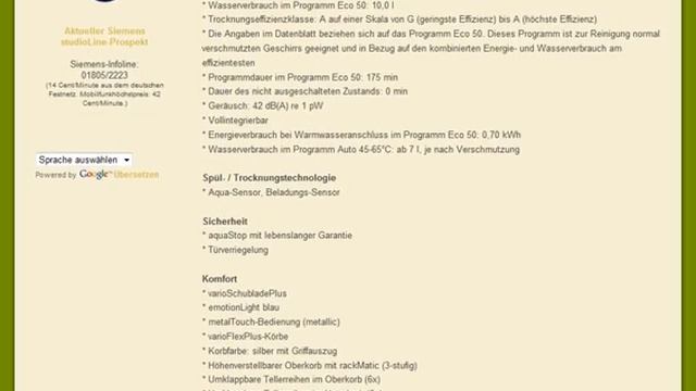 Viele Informationen zum Siemens SX68T092EU studioLine Geschirrspüler смотреть онлайн