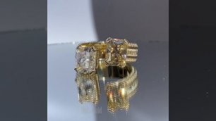 Безразмерное кольцо перстень из красного золота с муассанитами.mp4