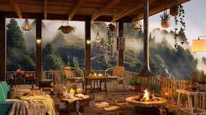 Теплый кофе на балконе в дождливое утро в горах ?️ джазовая музыка для работы, учебы и релаксации