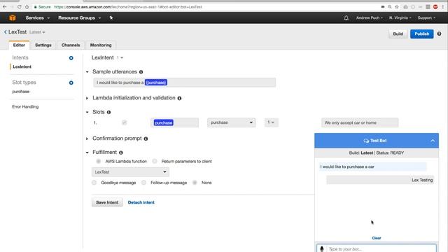 Intro to Lex - Bot Setup With Lambda смотреть онлайн
