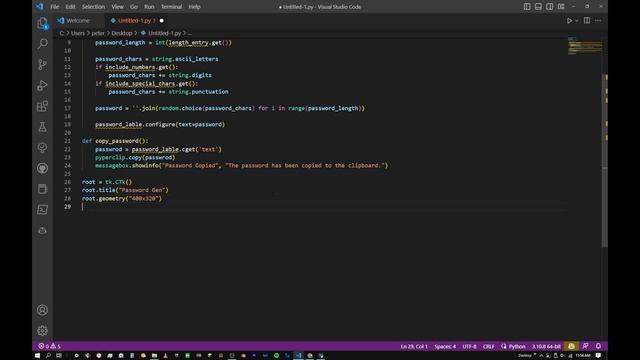 Make a password generator with python and customtkinter