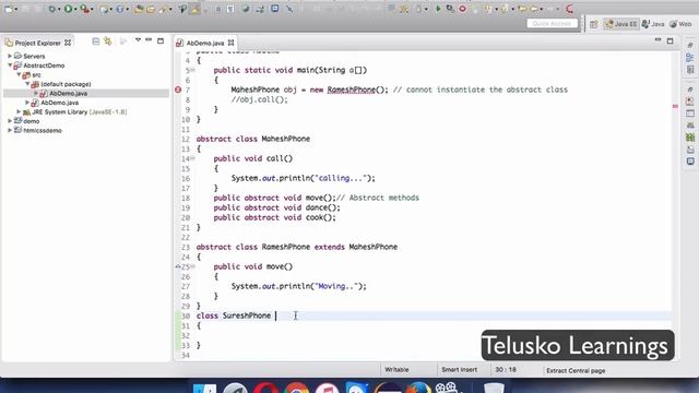 8.18 Abstract Class in Java Example