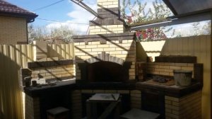 Угловой мангал с печью под казан.