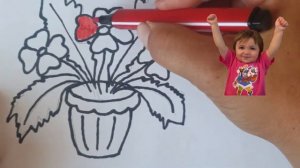 Рисуем цветок в горшке...Draw a flower in a pot...Намалюйце кветка ў чыгуне