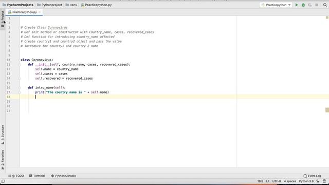 Python Practice Series 11 | Beginners | Level 1 | Basic II | Create Class Coronavirus | Programming
