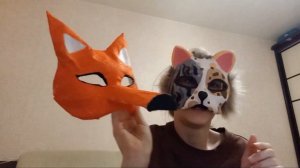 🦊Сделала маску лисы🦊 Туториал на маску!🌸 Простите что долго не было🥲 #квадробика #териан #спорт #ре