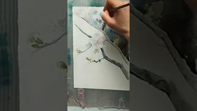 Blossoming tree branch | Цветущая ветка дерева  #watercolor #акварель #watercolour