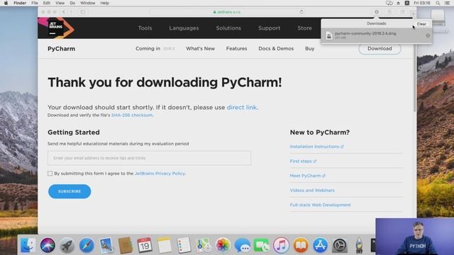 1.3 Установка PyCharm на Mac OS