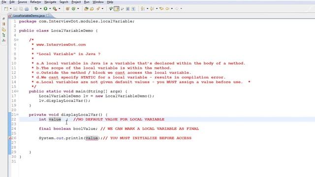 LOCAL VARIABLE IN JAVA DEMO смотреть онлайн