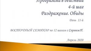 11. Программа в действии. 4-й шаг. Раздражение. Обиды. Восточный семинар по 12 шагам АА с Сергеем П