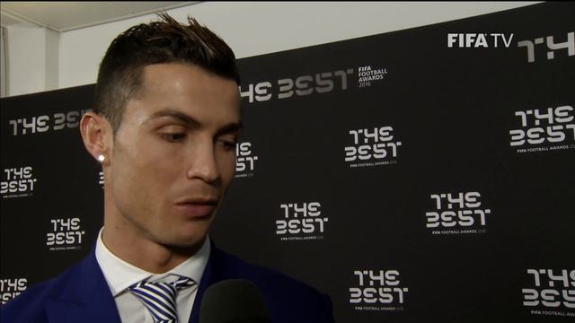 CRISTIANO RONALDO - Post Award Reaction - THE BEST FIFA FOOTBALL AWARDS 2016