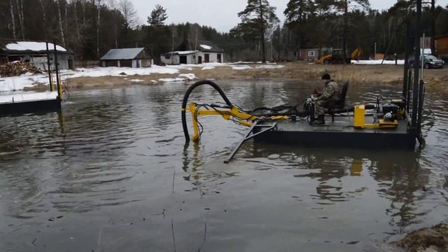 Мини-земснаряд экскаватор "Боцман" для очистки водоемов смотреть онлайн