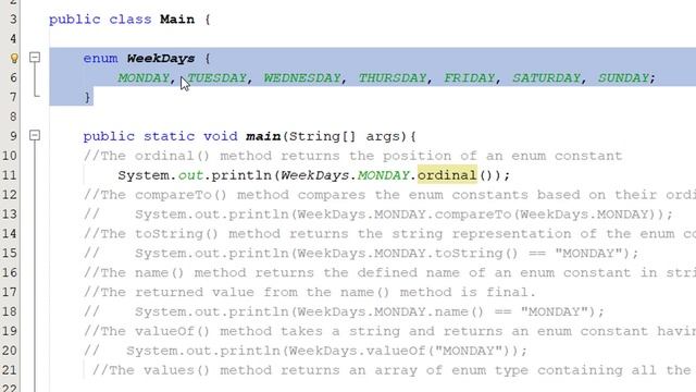 #062 [JAVA] - Java Enum ( Real life example,  ordinal, compreTo, toString, name, valueOf, values )