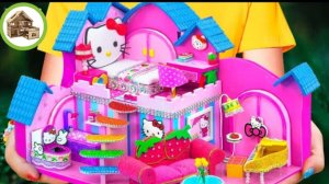 Замечательный миниатюрный розовый замок hello kitty со всеми удобствами для отдыха из картона /226