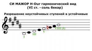 Гамма СИ МАЖОР гармонический вид - H-Dur