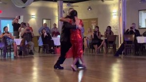 Maximiliano Alvarado y Paloma Berrios dancing at 3 esquinas Milonga 1/3