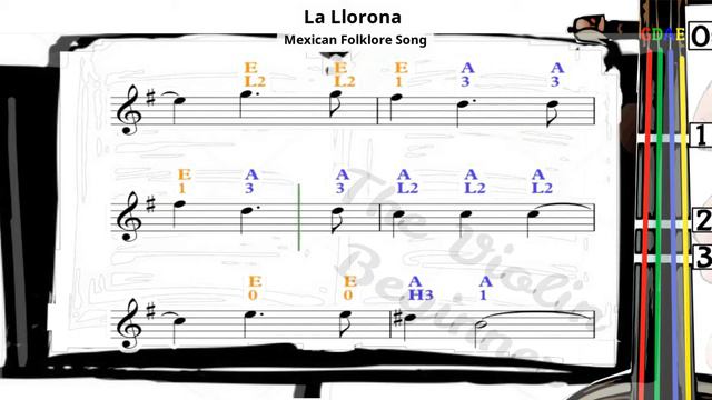 La Llorona  Violin SHEET MUSIC With Fingerings  Mexican Folklore Song   Level 3