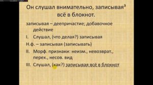 Морфологический разбор деепричастия