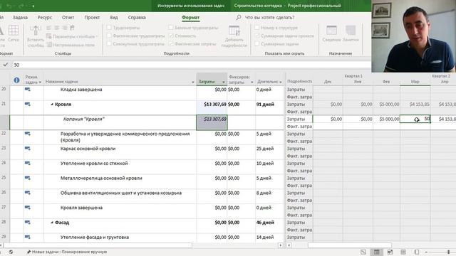 Планирование подрядчиков на суммарные задачи в MS Project Pro