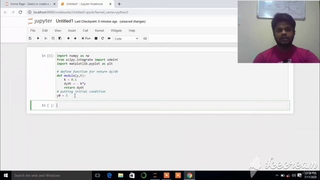 Solving differential equation using python(jupyter)||