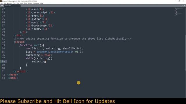 Sort HTML list Alphabetically using Javascript | HTML List Sorting | csPoint web designing tutorial