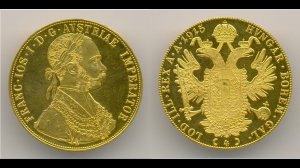 Нумизматика. Золотая монета. Австрия, 4 дуката 1915 года.